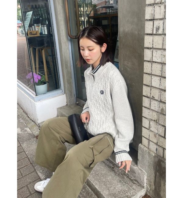 EVRIS「ケーブルSUNNYハーフジップニットトップス」|ニット・セーター|