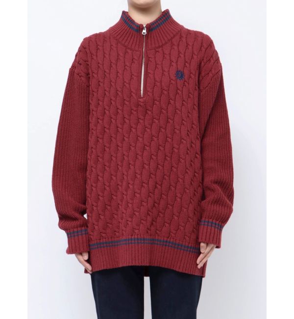 EVRIS「ケーブルSUNNYハーフジップニットトップス」|ニット・セーター|