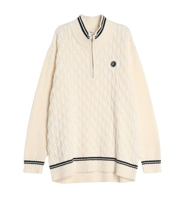 EVRIS「ケーブルSUNNYハーフジップニットトップス」|ニット・セーター|