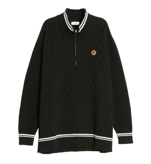 EVRIS「ケーブルSUNNYハーフジップニットトップス」|ニット・セーター|