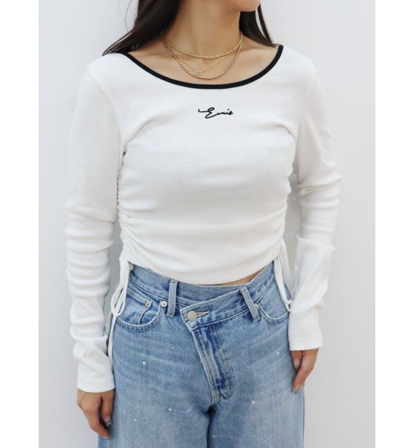 EVRIS「サイドドロストワンポイントショートトップス」|Tシャツ・カットソー|ホワイト