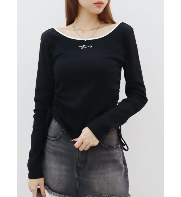 EVRIS「サイドドロストワンポイントショートトップス」|Tシャツ・カットソー|