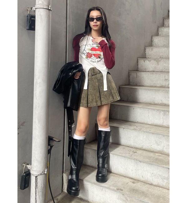 EVRIS「ローズグラフィックガーターデザイントップス」|Tシャツ・カットソー|