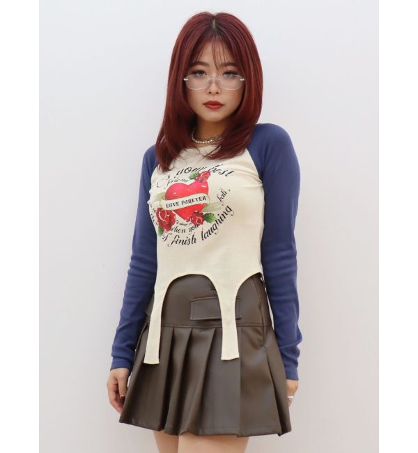 EVRIS「ローズグラフィックガーターデザイントップス」|Tシャツ・カットソー|