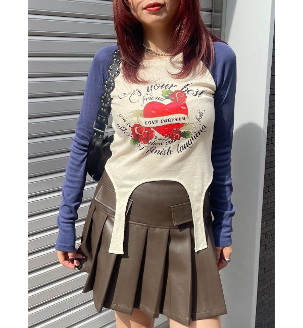 EVRIS「ローズグラフィックガーターデザイントップス」|Tシャツ・カットソー|