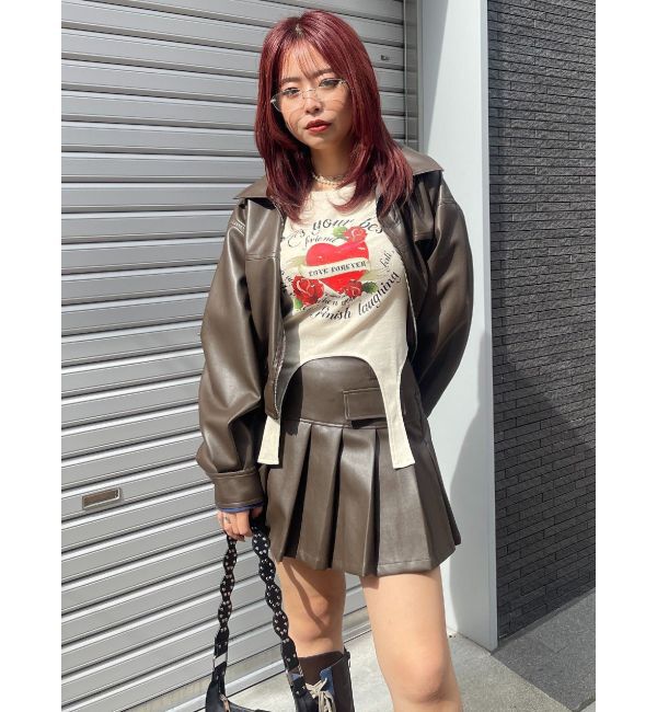 EVRIS「ローズグラフィックガーターデザイントップス」|Tシャツ・カットソー|