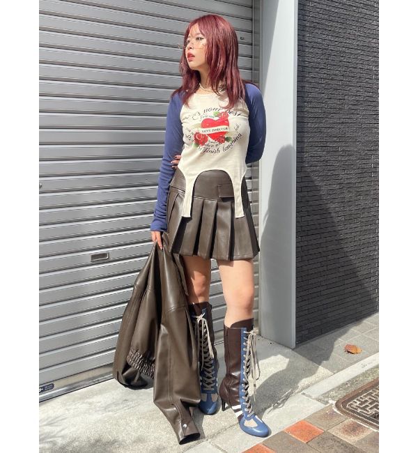 EVRIS「ローズグラフィックガーターデザイントップス」|Tシャツ・カットソー|