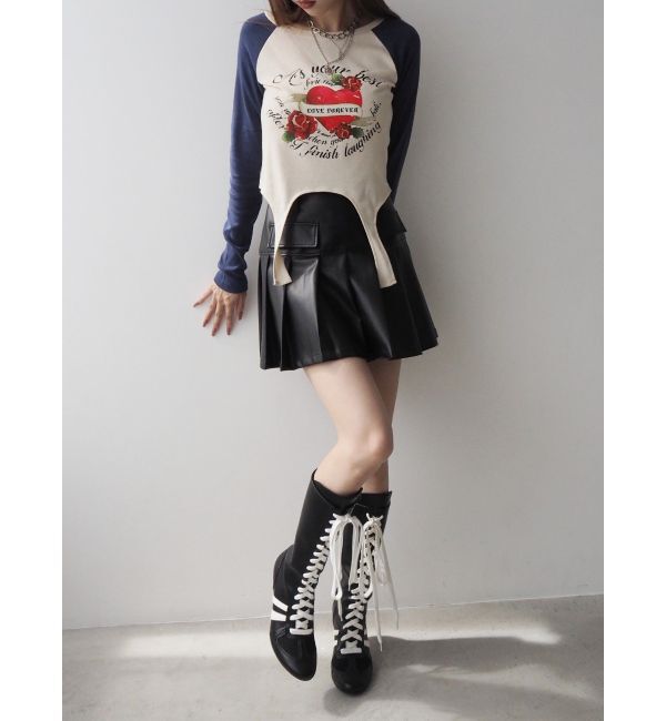 EVRIS「ローズグラフィックガーターデザイントップス」|Tシャツ・カットソー|