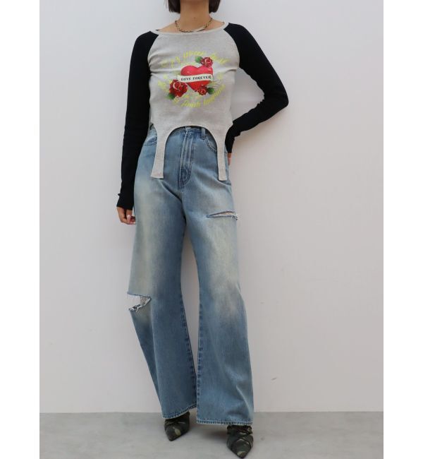 EVRIS「ローズグラフィックガーターデザイントップス」|Tシャツ・カットソー|