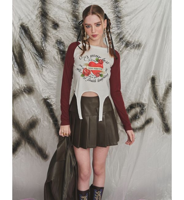 EVRIS「ローズグラフィックガーターデザイントップス」|Tシャツ・カットソー|