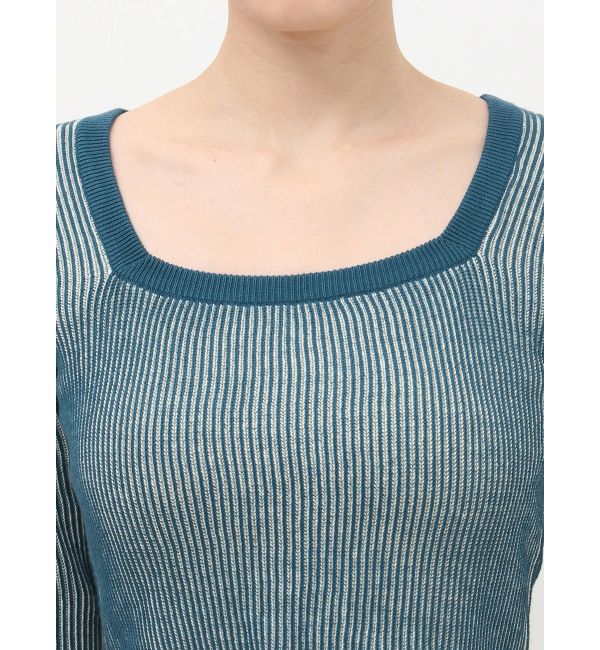 EVRIS「プレーティングリンガースクエアネックニットトップス」|ニット・セーター|