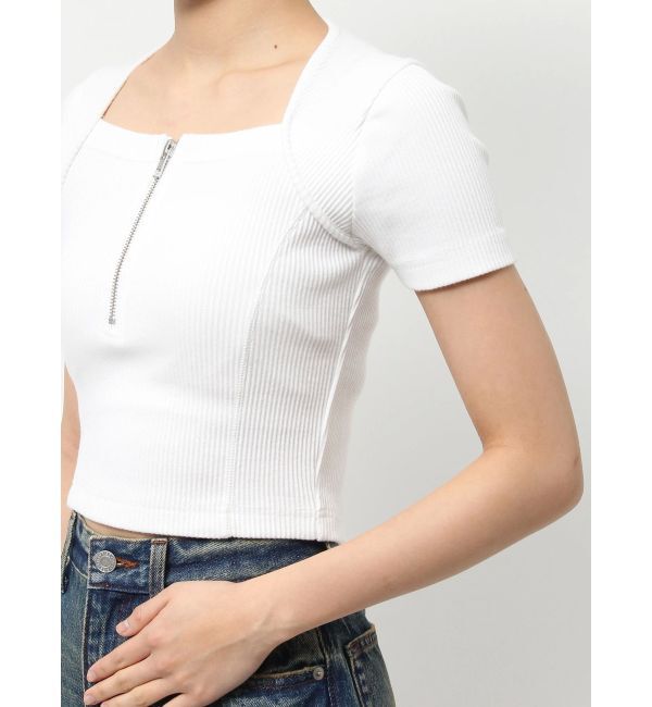 EVRIS「スクエアネックフロントZIPトップス」|Tシャツ・カットソー|