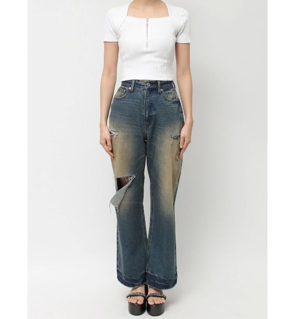 EVRIS「スクエアネックフロントZIPトップス」|Tシャツ・カットソー|