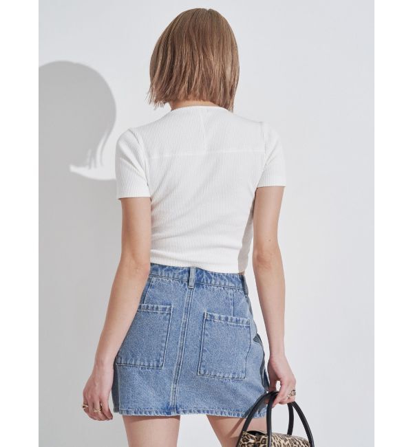 EVRIS「スクエアネックフロントZIPトップス」|Tシャツ・カットソー|