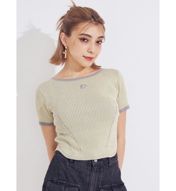 EVRIS「バイカラープレーティングバックオープンニット」|ニット・セーター|