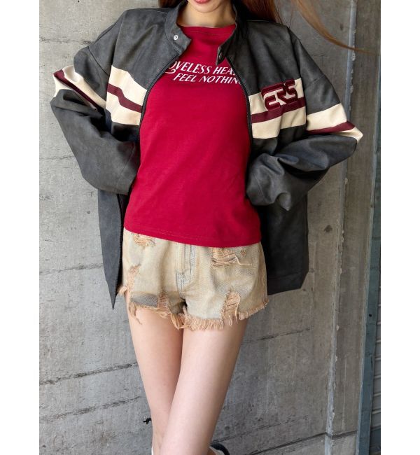 EVRIS「ハイダメージデニムショートパンツ」|デニム|