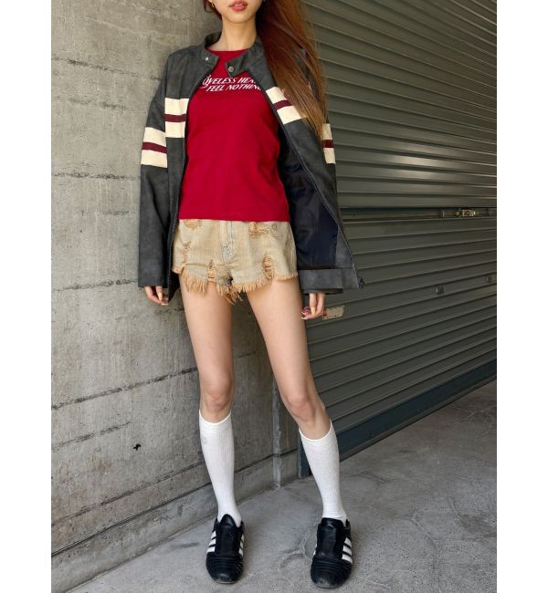 EVRIS「ハイダメージデニムショートパンツ」|デニム|