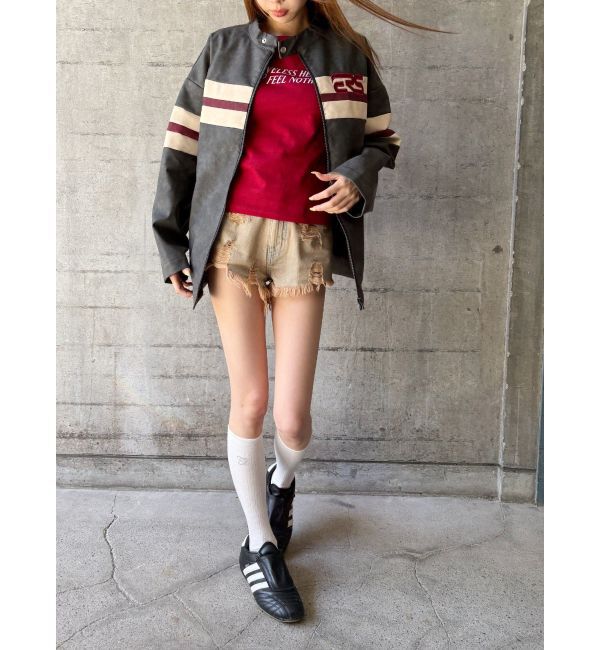 EVRIS「ハイダメージデニムショートパンツ」|デニム|