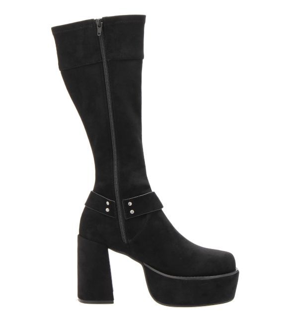 EVRIS「スタッズストレッチミドルブーツ」|ロングブーツ|