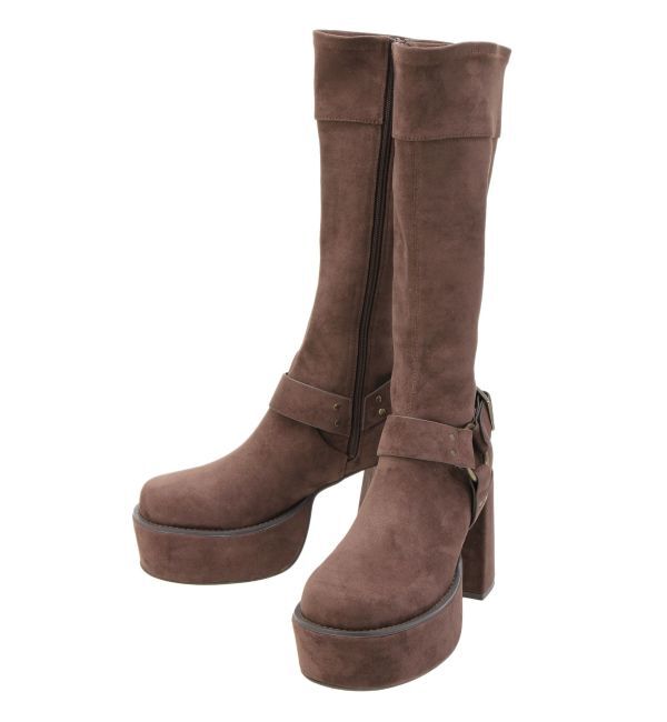 EVRIS「スタッズストレッチミドルブーツ」|ロングブーツ|