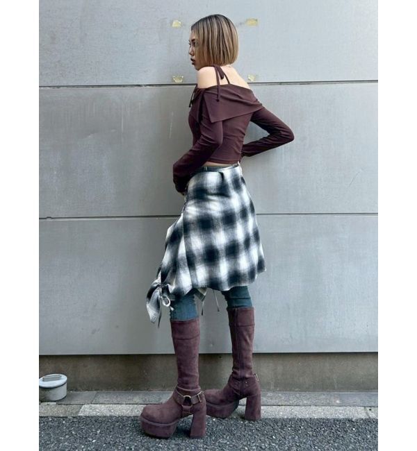 EVRIS「スタッズストレッチミドルブーツ」|ロングブーツ|