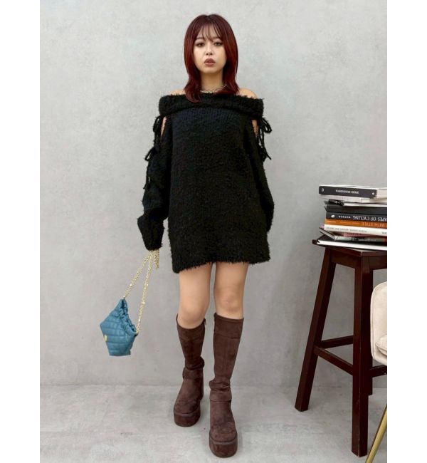 EVRIS「スタッズストレッチミドルブーツ」|ロングブーツ|