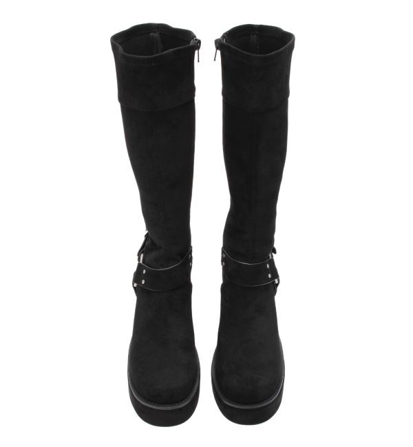 EVRIS「スタッズストレッチミドルブーツ」|ロングブーツ|