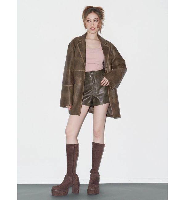 EVRIS「スタッズストレッチミドルブーツ」|ロングブーツ|