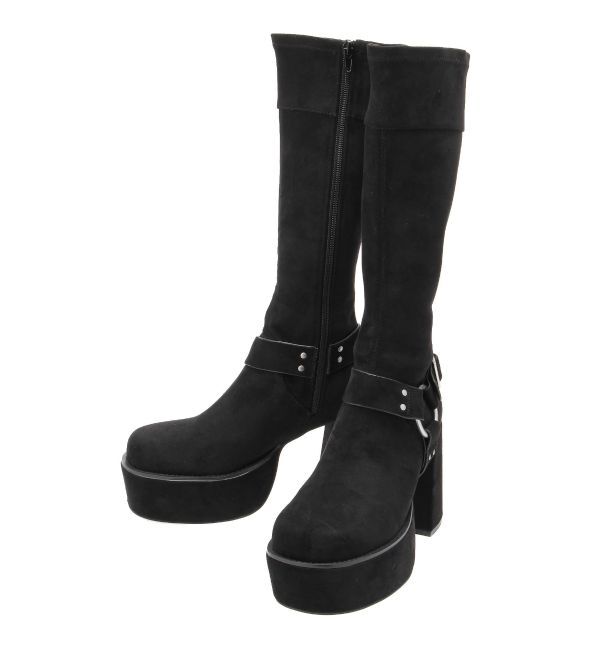 EVRIS「スタッズストレッチミドルブーツ」|ロングブーツ|