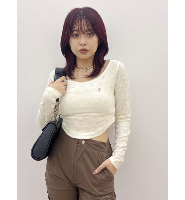 EVRIS「ダメージカットクロップドロンＴ」|Tシャツ・カットソー|