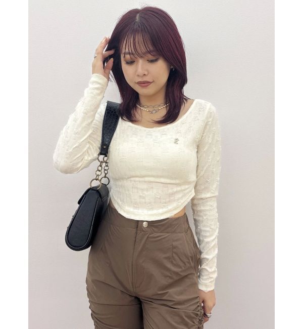 EVRIS「ダメージカットクロップドロンＴ」|Tシャツ・カットソー|