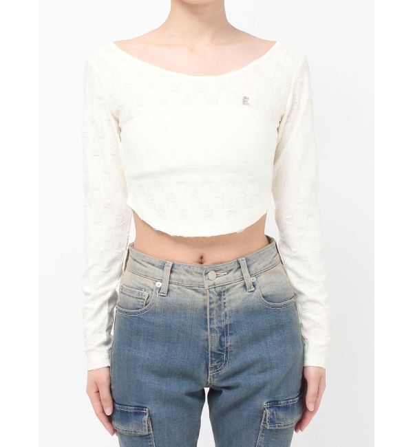 EVRIS「ダメージカットクロップドロンＴ」|Tシャツ・カットソー|