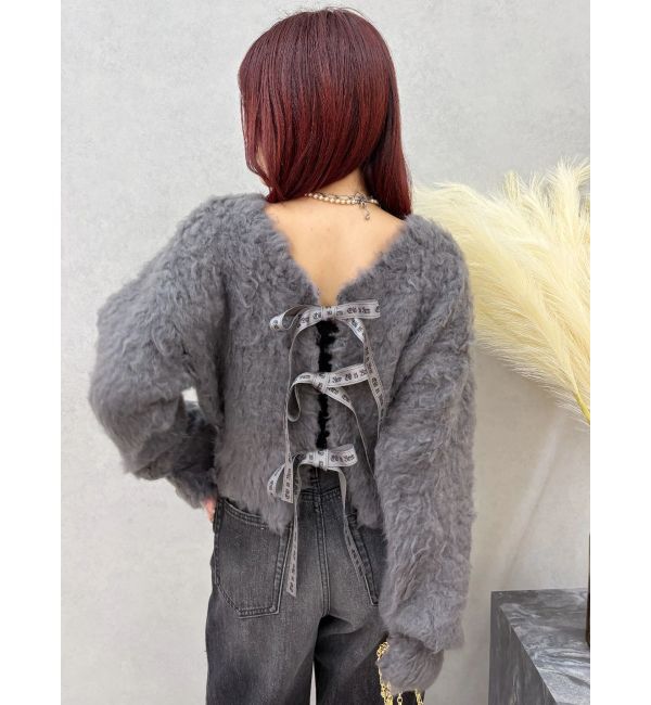 EVRIS「2WAYリボンシャギーニットカーディガン」|カーディガン|