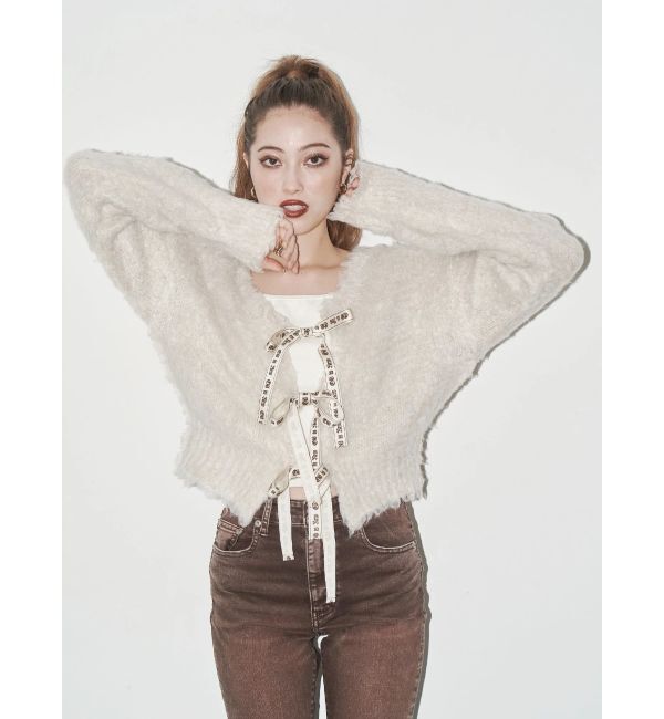 EVRIS「2WAYリボンシャギーニットカーディガン」|カーディガン|