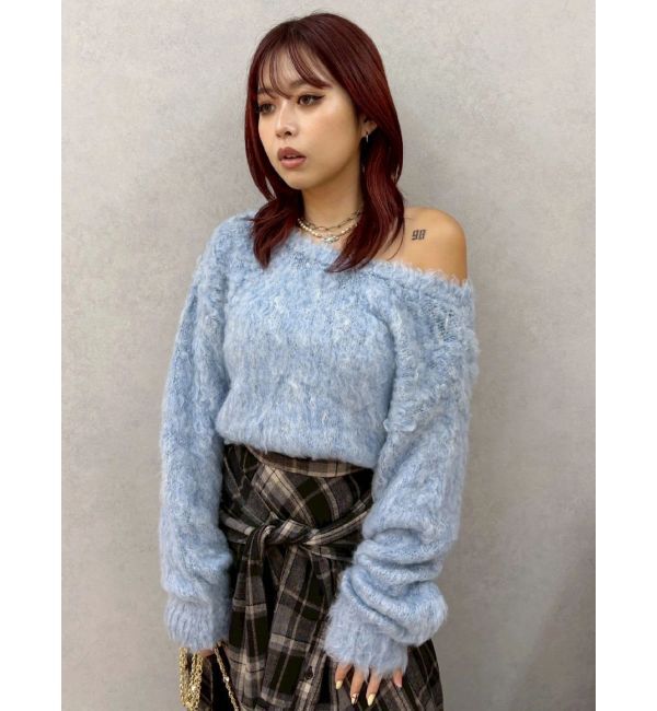 EVRIS「2WAYリボンシャギーニットカーディガン」|カーディガン|