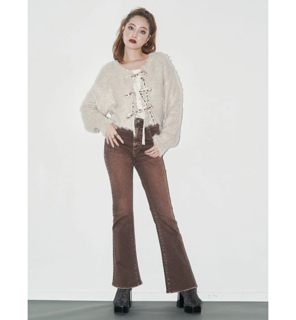 EVRIS「2WAYリボンシャギーニットカーディガン」|カーディガン|