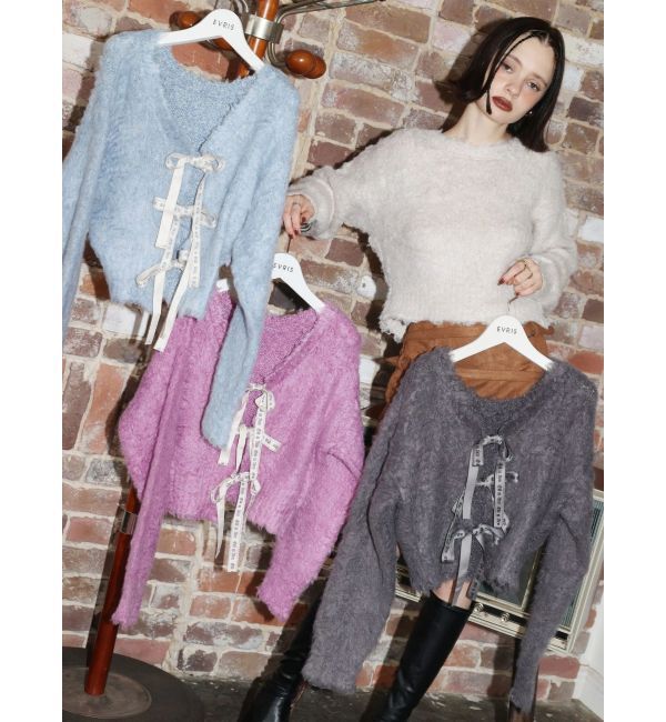 EVRIS「2WAYリボンシャギーニットカーディガン」|カーディガン|