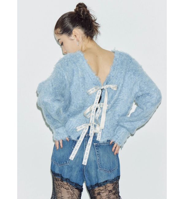 EVRIS「2WAYリボンシャギーニットカーディガン」|カーディガン|