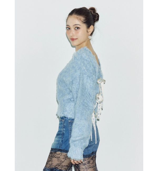 EVRIS「2WAYリボンシャギーニットカーディガン」|カーディガン|