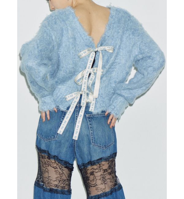 EVRIS「2WAYリボンシャギーニットカーディガン」|カーディガン|ブルー