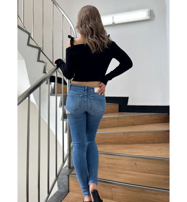 GYDA「ベロアリボンオフショルニットトップス」|ニット・セーター|