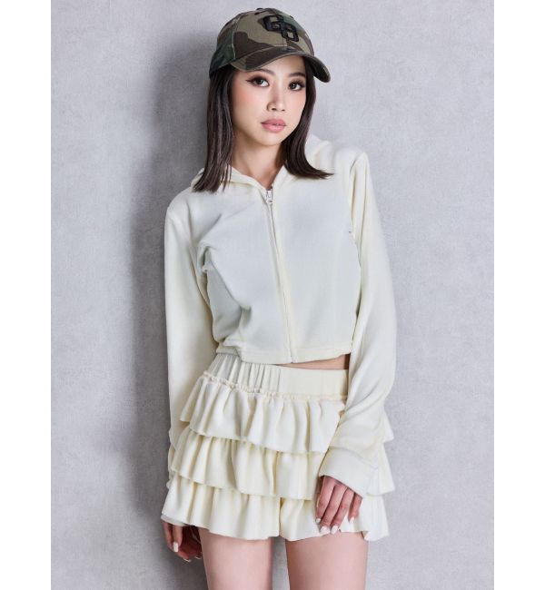 GYDA「Robertson Blvd Velour ショートパーカー」|パーカー|