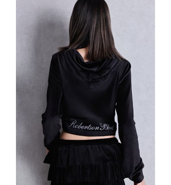 GYDA「Robertson Blvd Velour ショートパーカー」|パーカー|ブラック