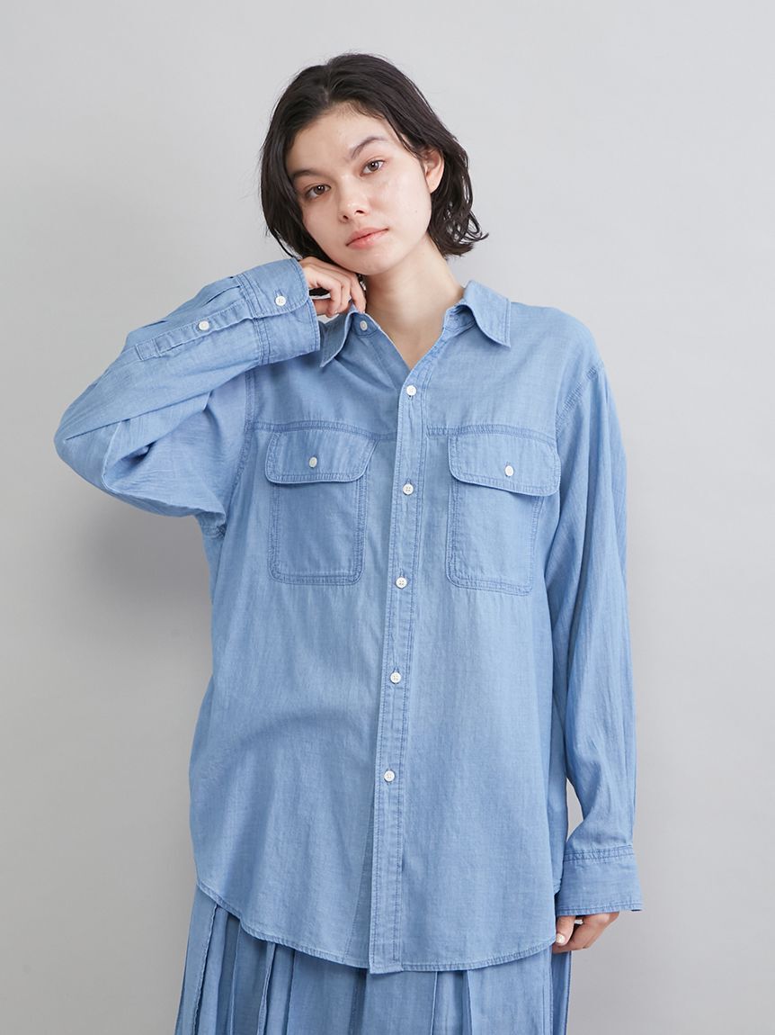 Mila Owen「シアーデニムフラップシャツ」|シャツ・ブラウス|