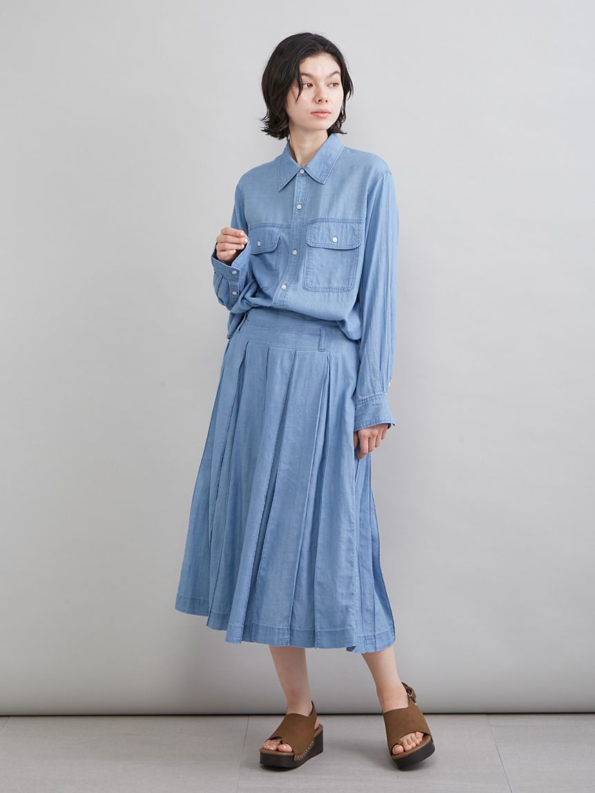 Mila Owen「シアーデニムフラップシャツ」|シャツ・ブラウス|