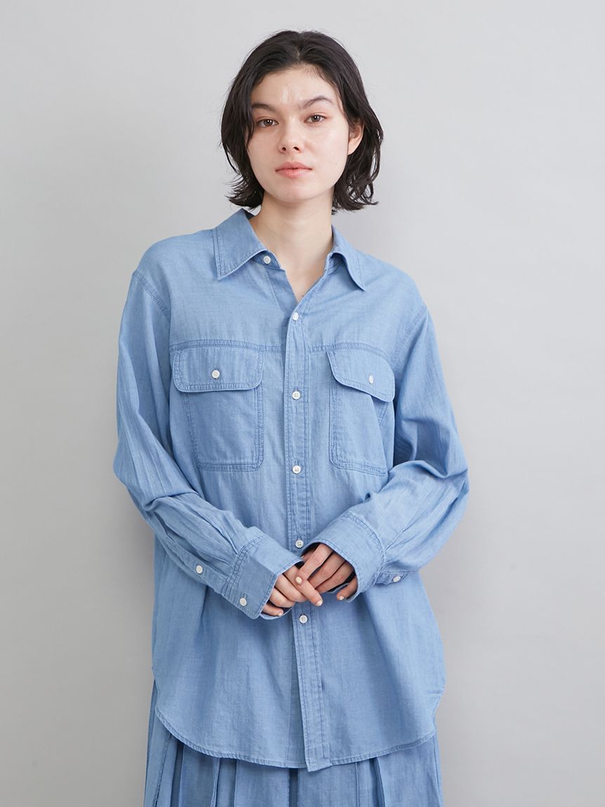 Mila Owen「シアーデニムフラップシャツ」|シャツ・ブラウス|BLU