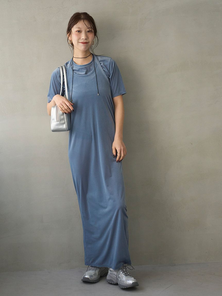 emmi atelier「ベロアTシャツ&times;ホルターネックワンピースセット」|ワンピース|