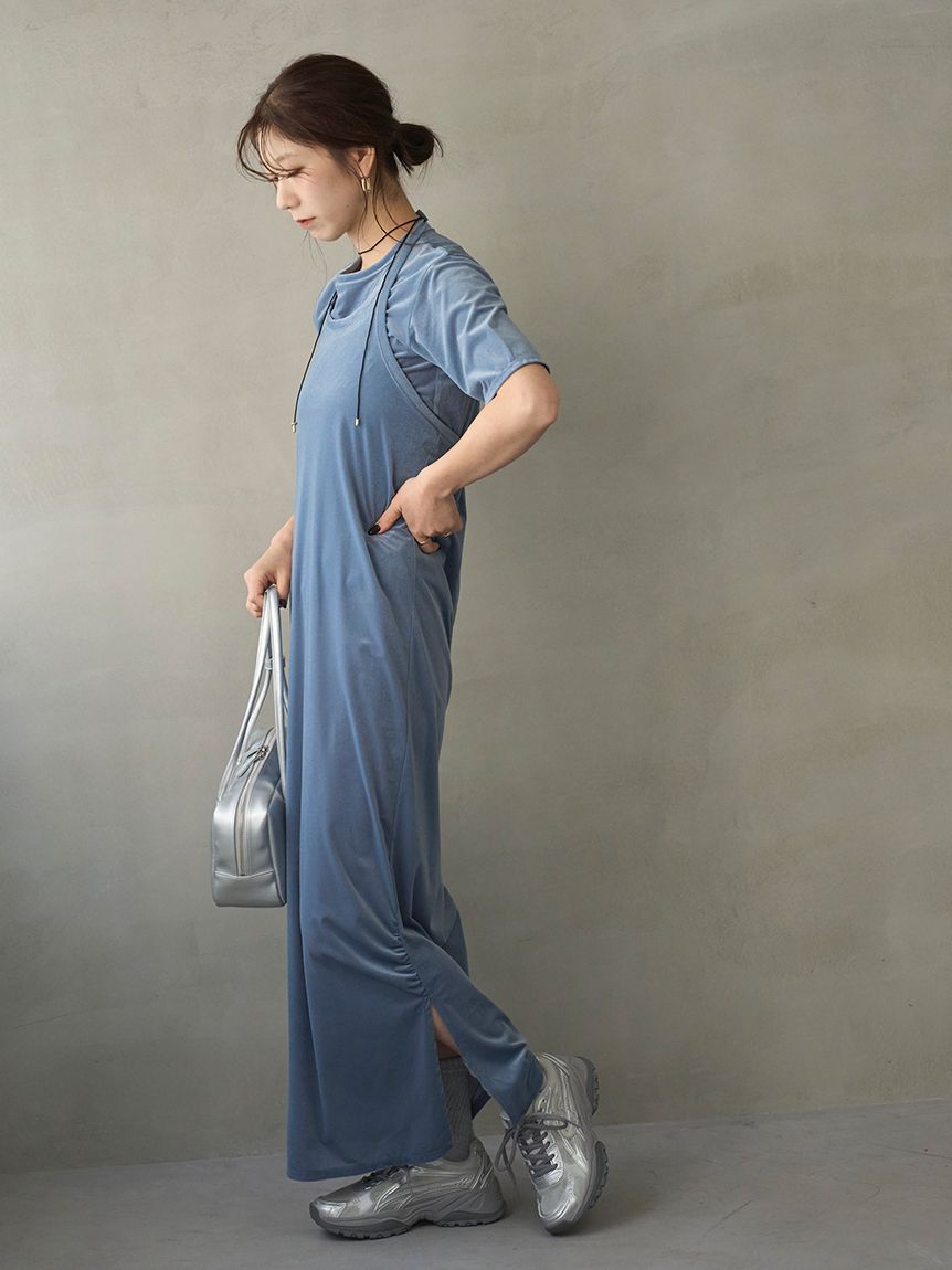 emmi atelier「ベロアTシャツ&times;ホルターネックワンピースセット」|ワンピース|