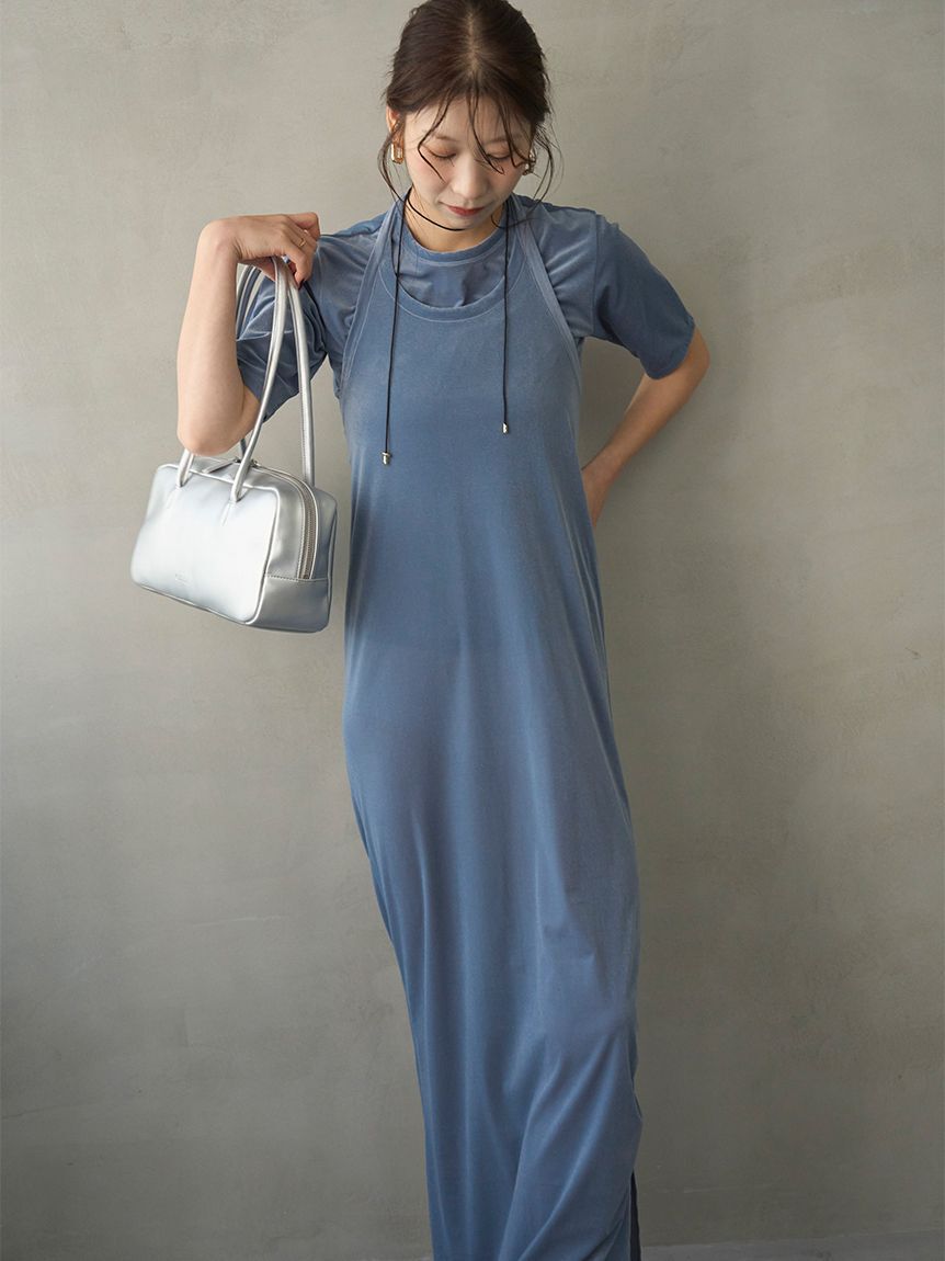 emmi atelier「ベロアTシャツ&times;ホルターネックワンピースセット」|ワンピース|