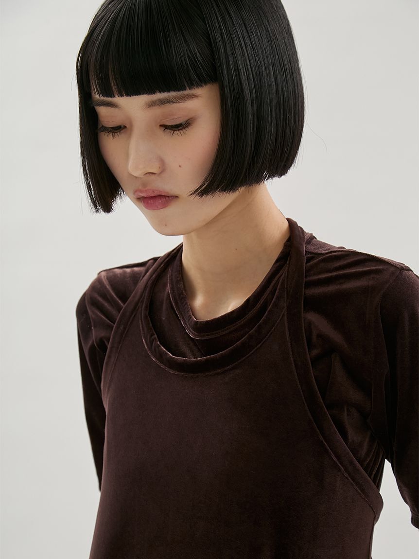 emmi atelier「ベロアTシャツ&times;ホルターネックワンピースセット」|ワンピース|